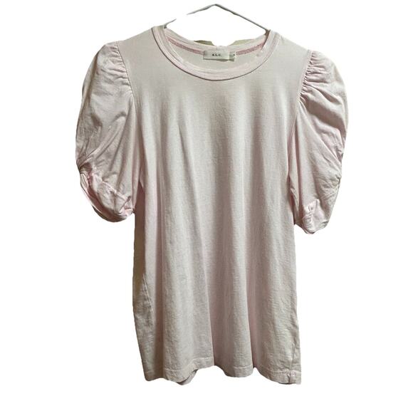 A.L.C. Women's Light Pink Kati Ruched Puff Sleeves Cotton Blouse Top Small - Picture 3 of 7